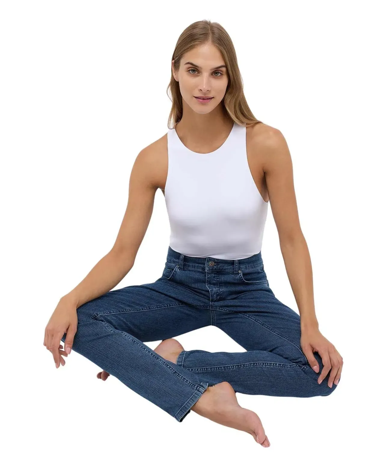 Angels Cici Jeans in mittelblauer Stone-Waschung