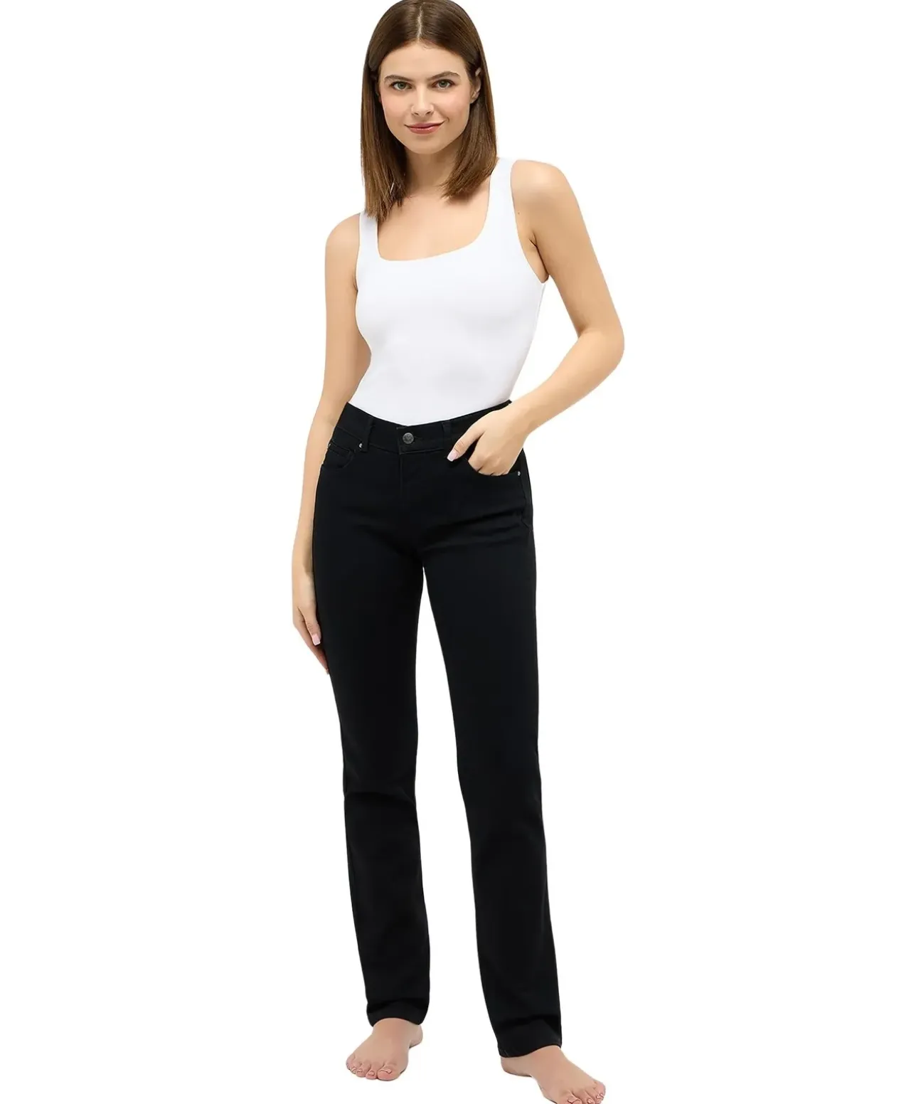 Angels Cici Jeans mit geradem Bein in Schwarz