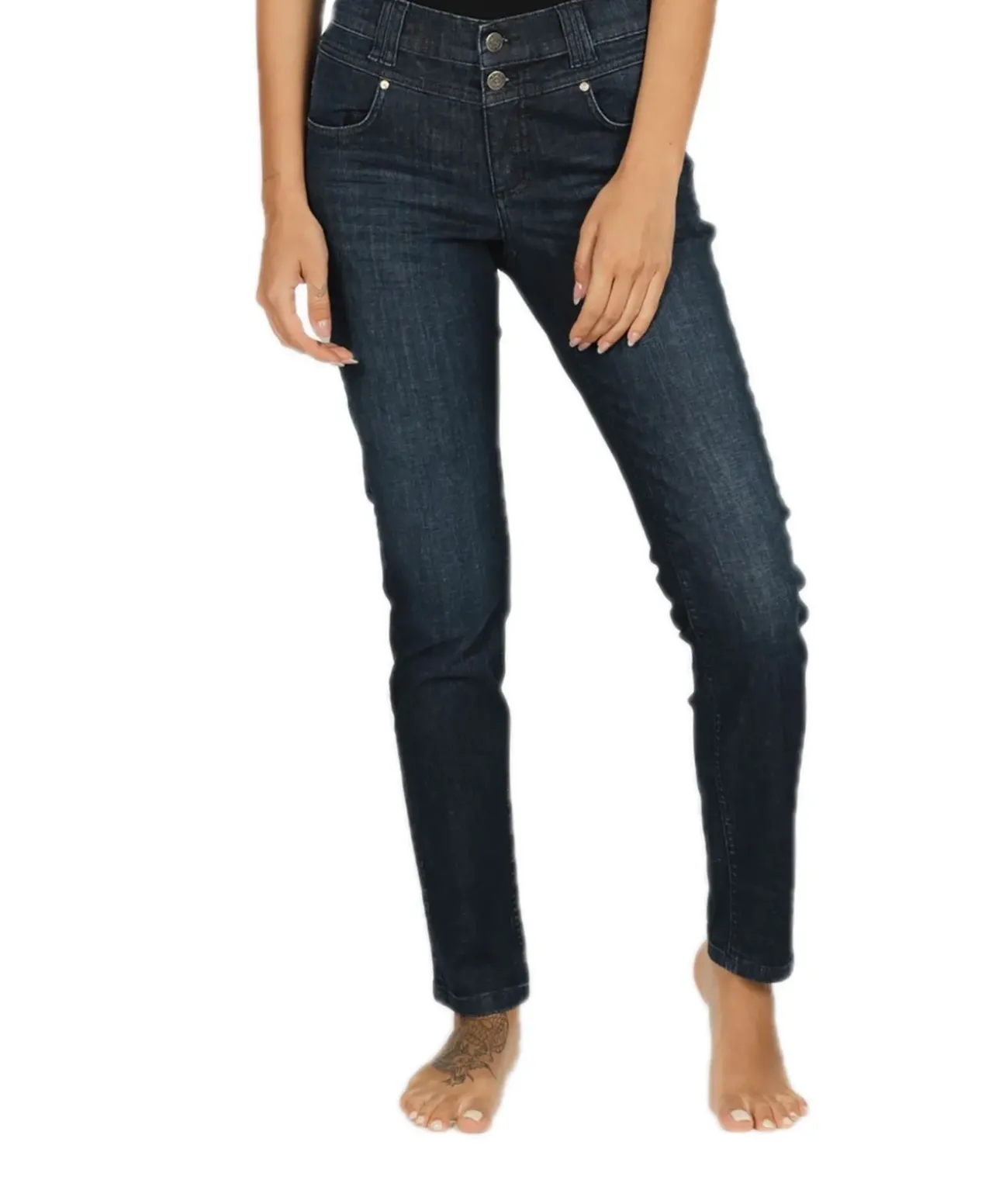 Angels Jeans Skinny Button in dunklem Dark Indigo Used