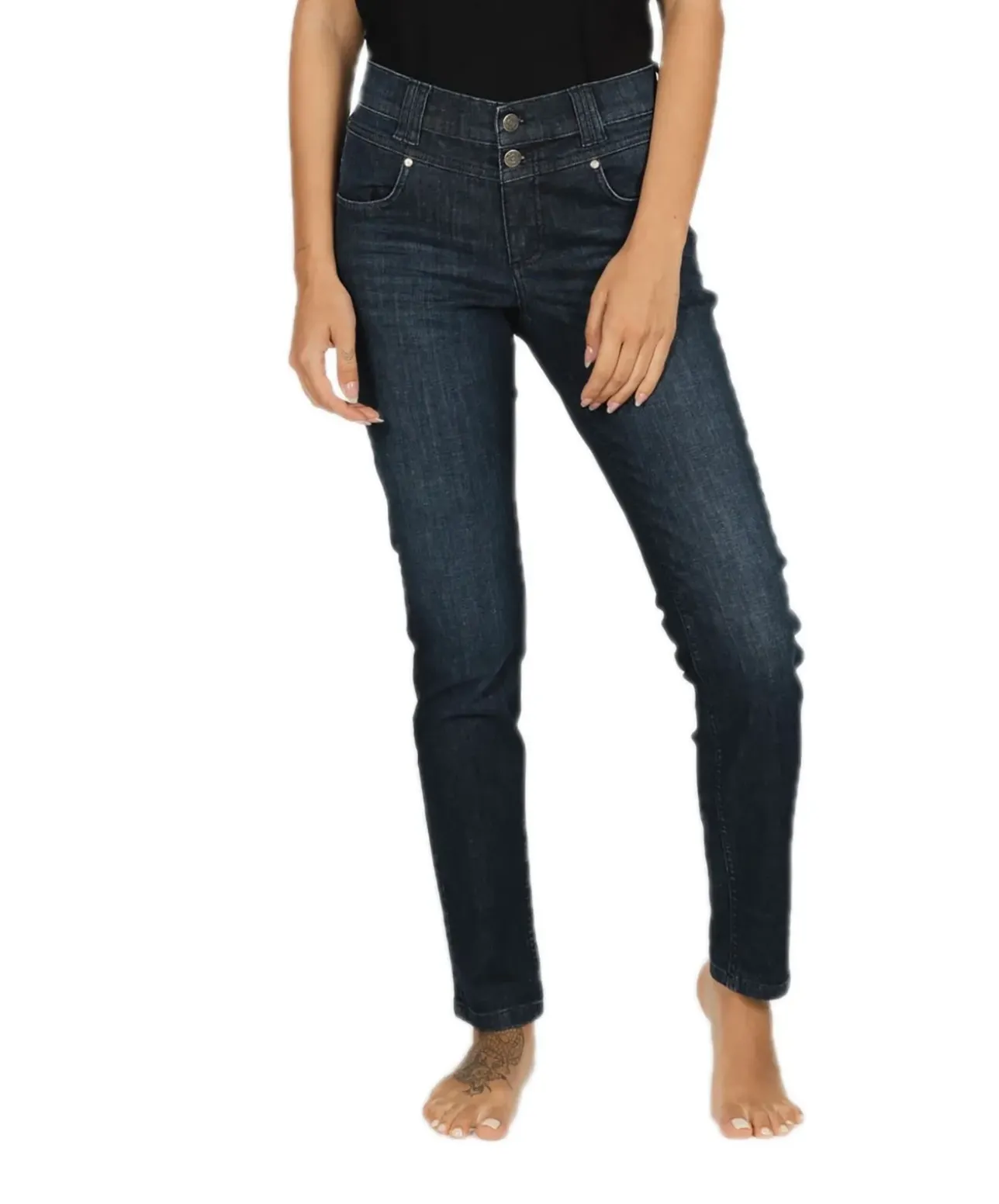 Angels Jeans Skinny Button in dunklem Dark Indigo Used