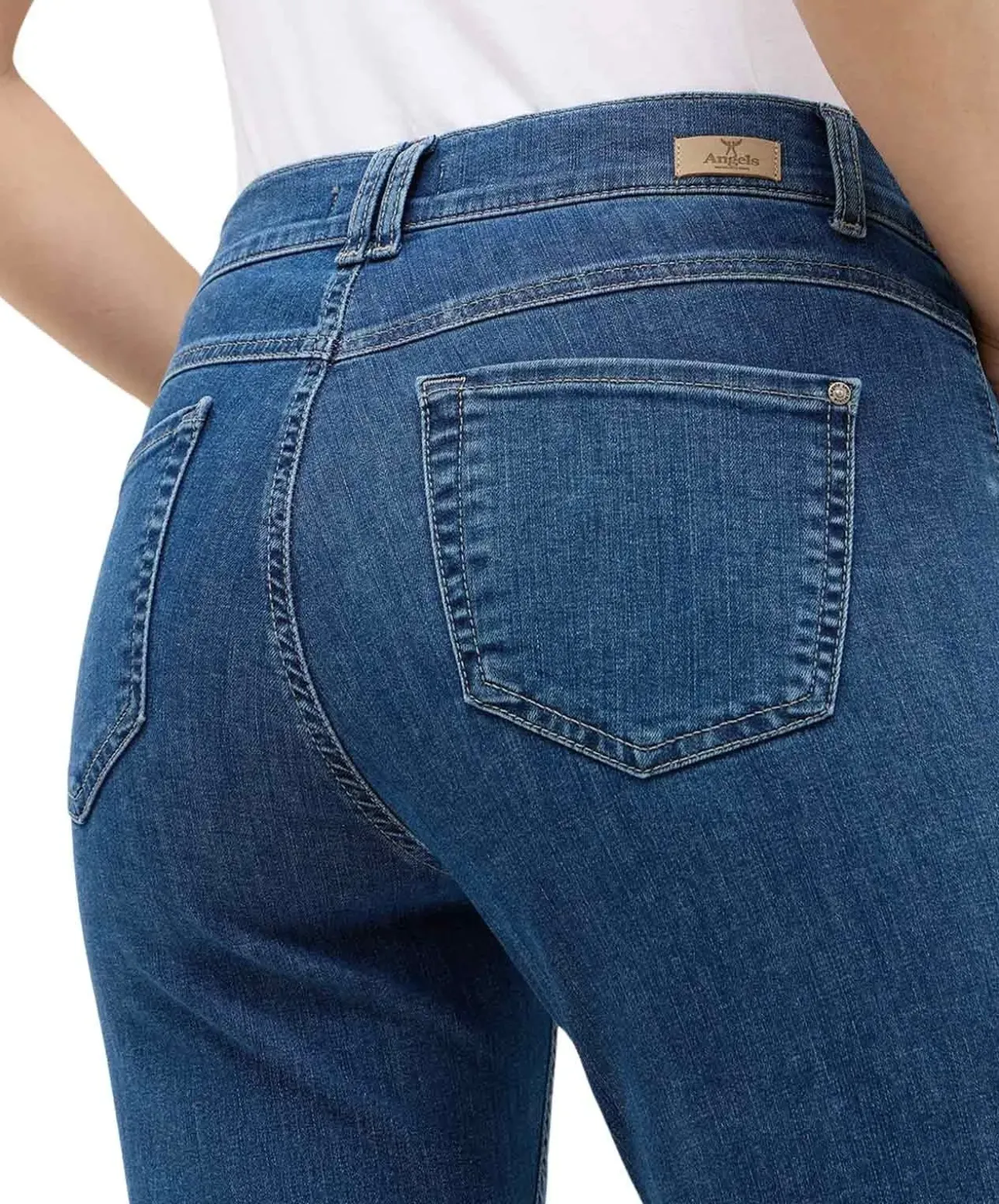 Angels Jeans Skinny Button mit Doppelknopf in Stonewash