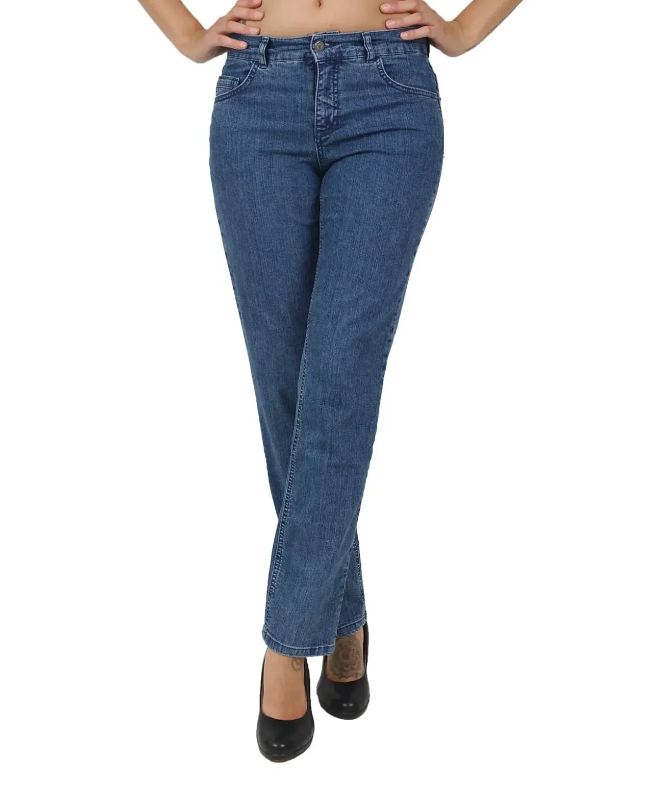 Angels Jeans Skinny Button mit Doppelknopf in Stonewash