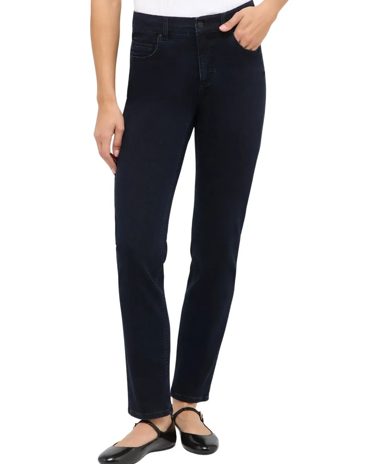 Angels Jeans Straight Cici in Night Blue mit Logo-Applikation