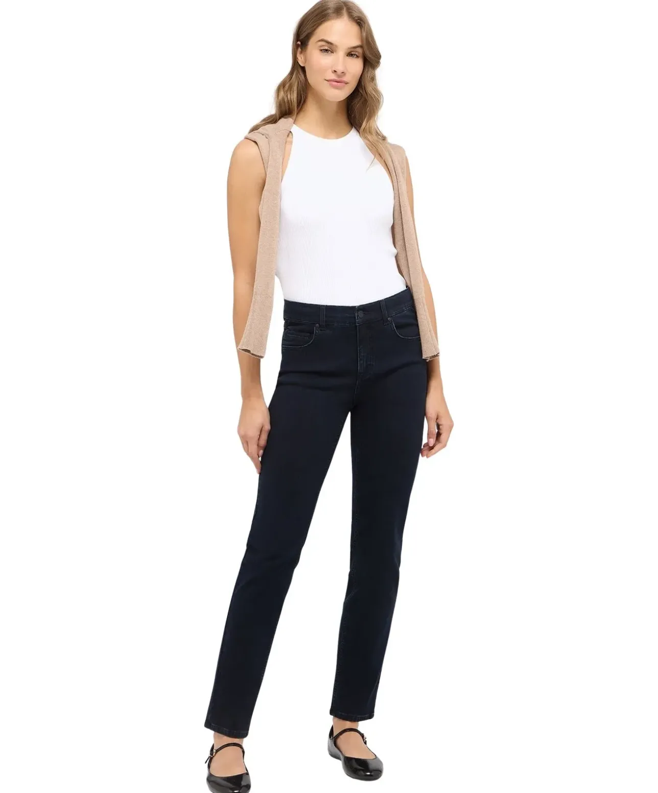 Angels Jeans Straight Cici in Night Blue mit Logo-Applikation