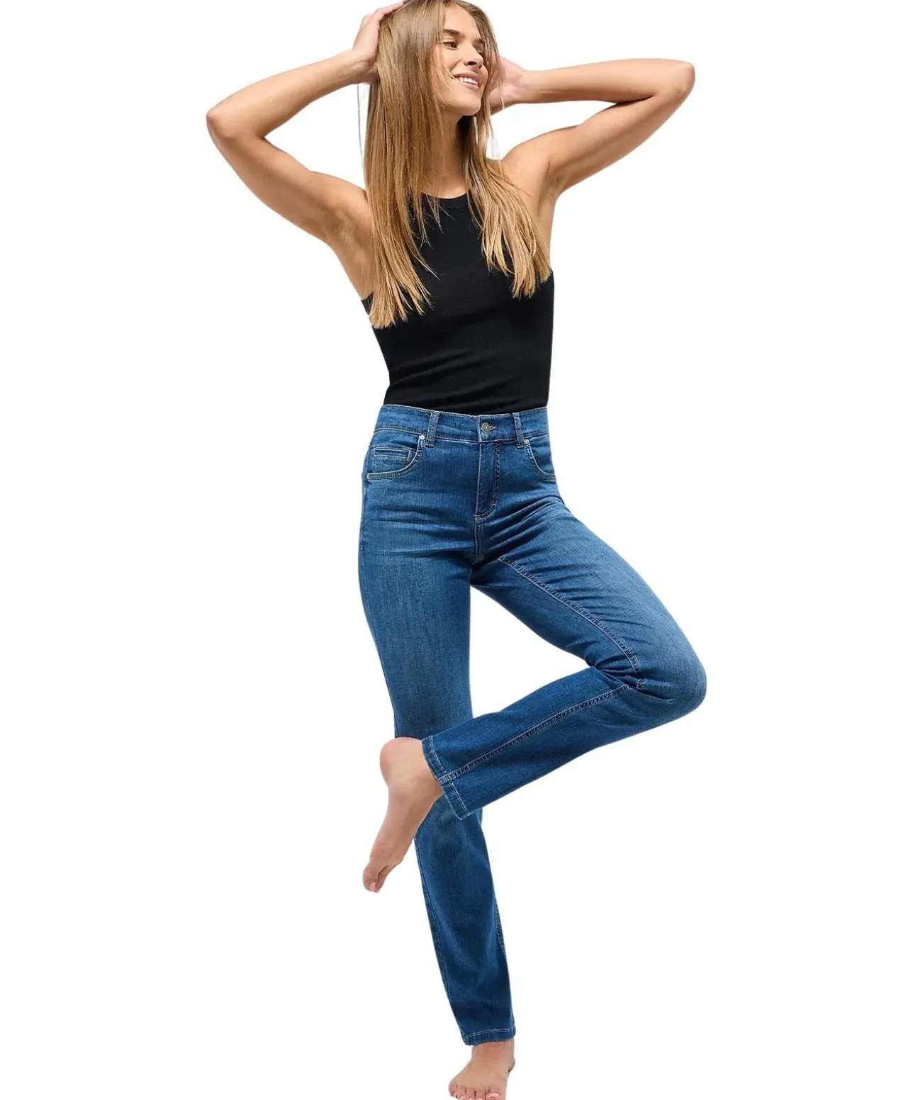 Angels Jeans Straight Fit Cici im zeitlosen Blue Used