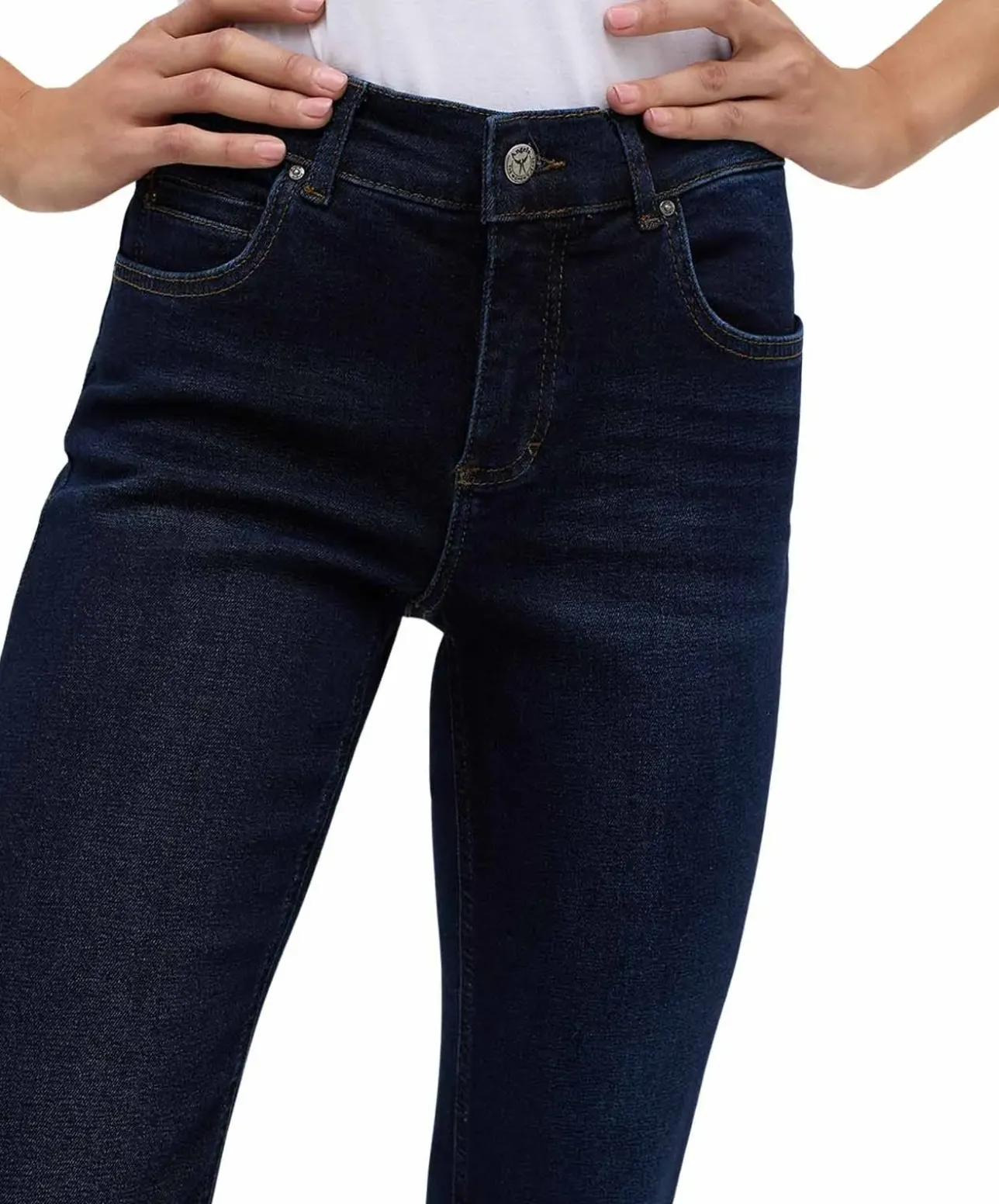 Angels Jeans Straight Fit Cici in dunkelblauem Used-Look