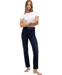 Angels Jeans Straight Fit Cici in dunkelblauem Used-Look