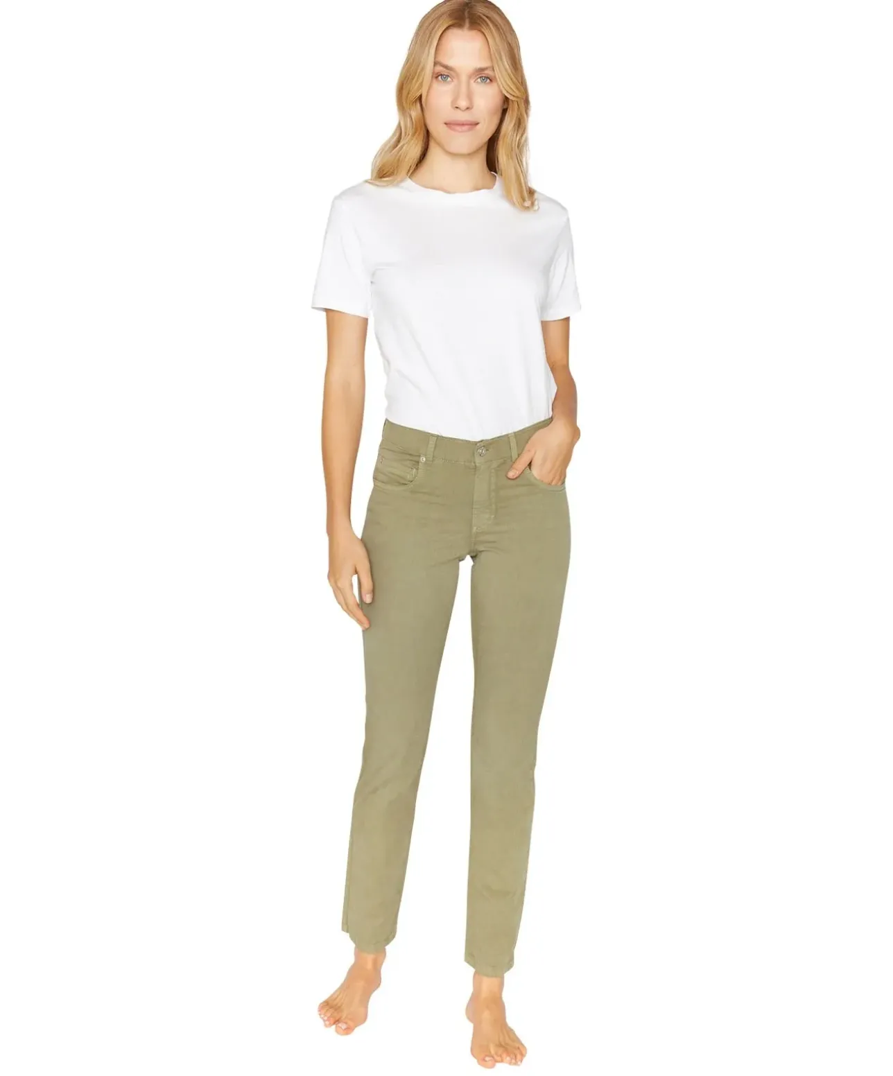 Angels Jeans Straight fit Cici in Light Khaki Used