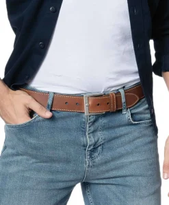 Bernd Götz Herren Ledergürtel in Cognac mit Stitching