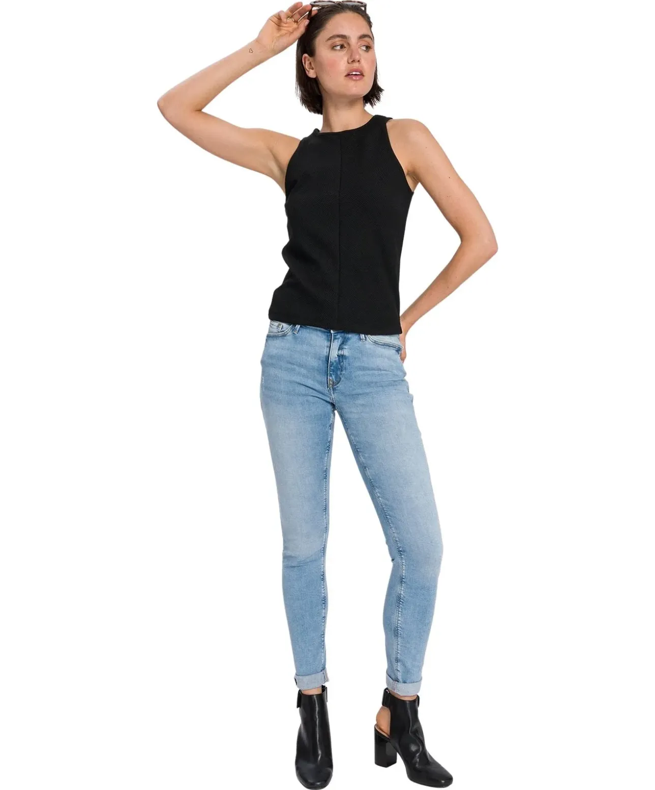 Coss Jeans Alan mit Skinny Fit in hellblauer Used Waschung