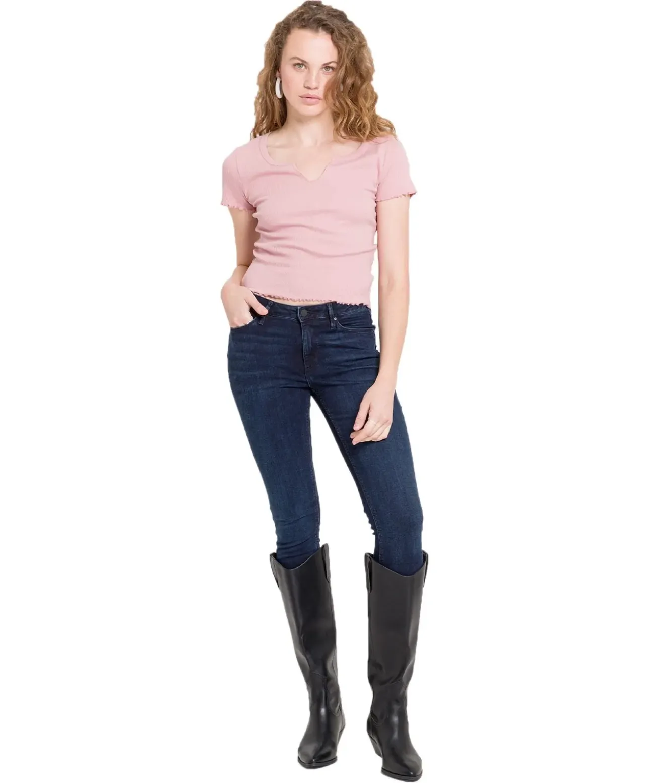 Cross Alan High Waisted Skinny Jeans in Blue Black