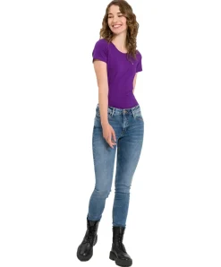 Cross Alan Skinny Jeans in mittelblau und hohem Bund