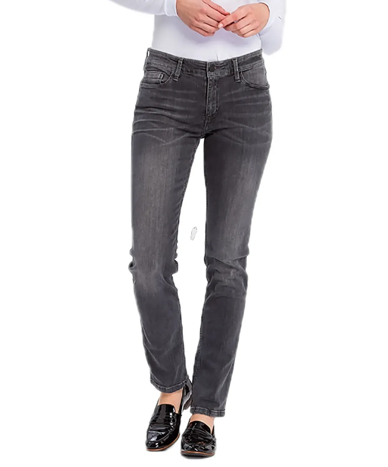 Cross Anya - dunkelgraue Jeans mit modischen High Waist