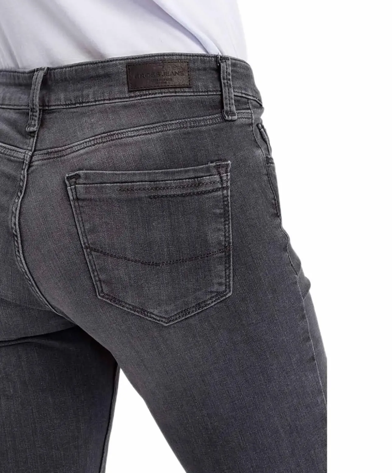 Cross Anya - dunkelgraue Jeans mit modischen High Waist