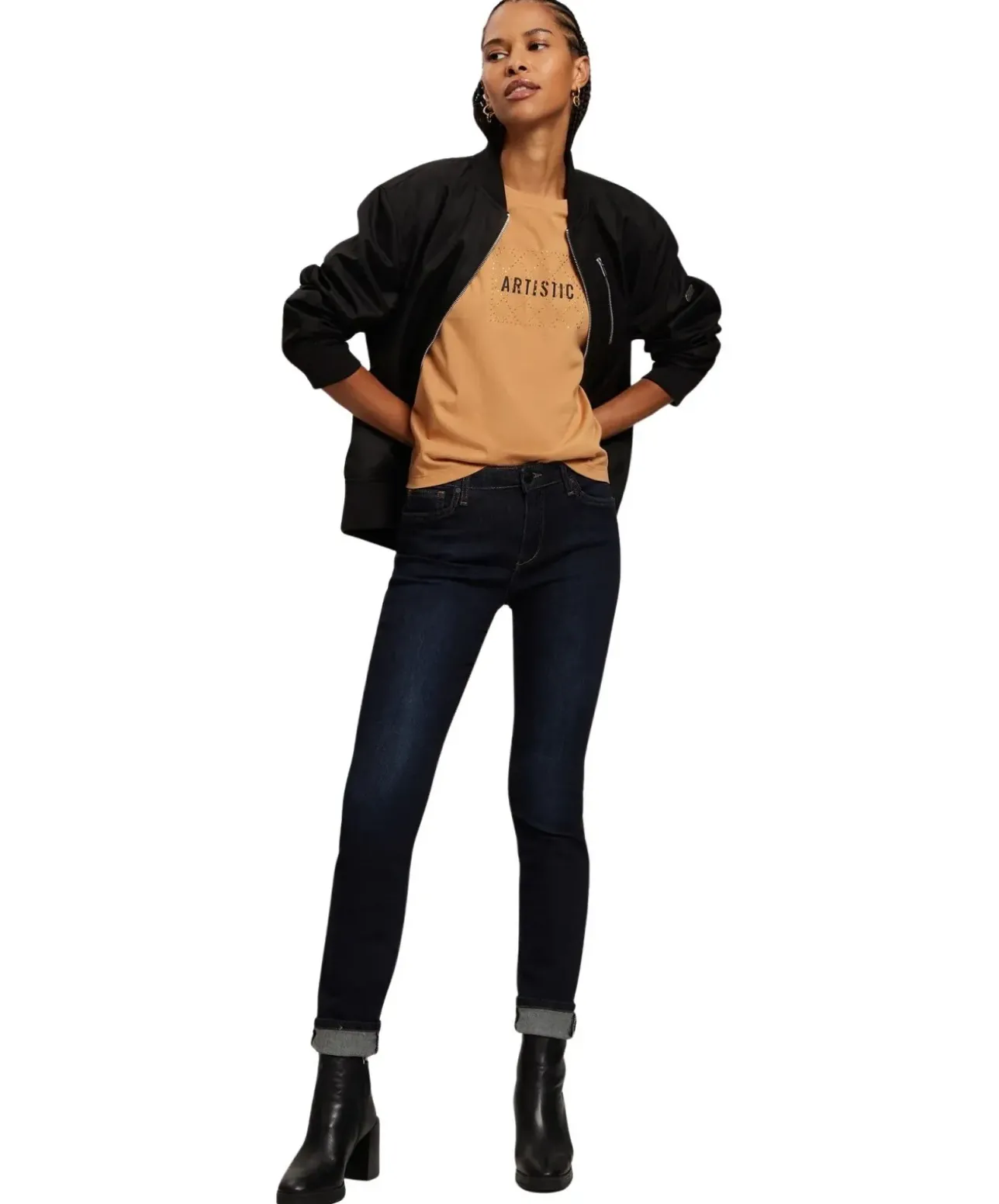 Cross Anya - High Waisted Jeans in Dark Blue Used