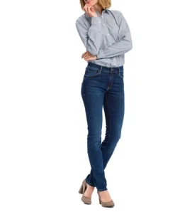 Cross Anya - Hoch sitzende, Slim-Fit-Jeans in dunkelblau