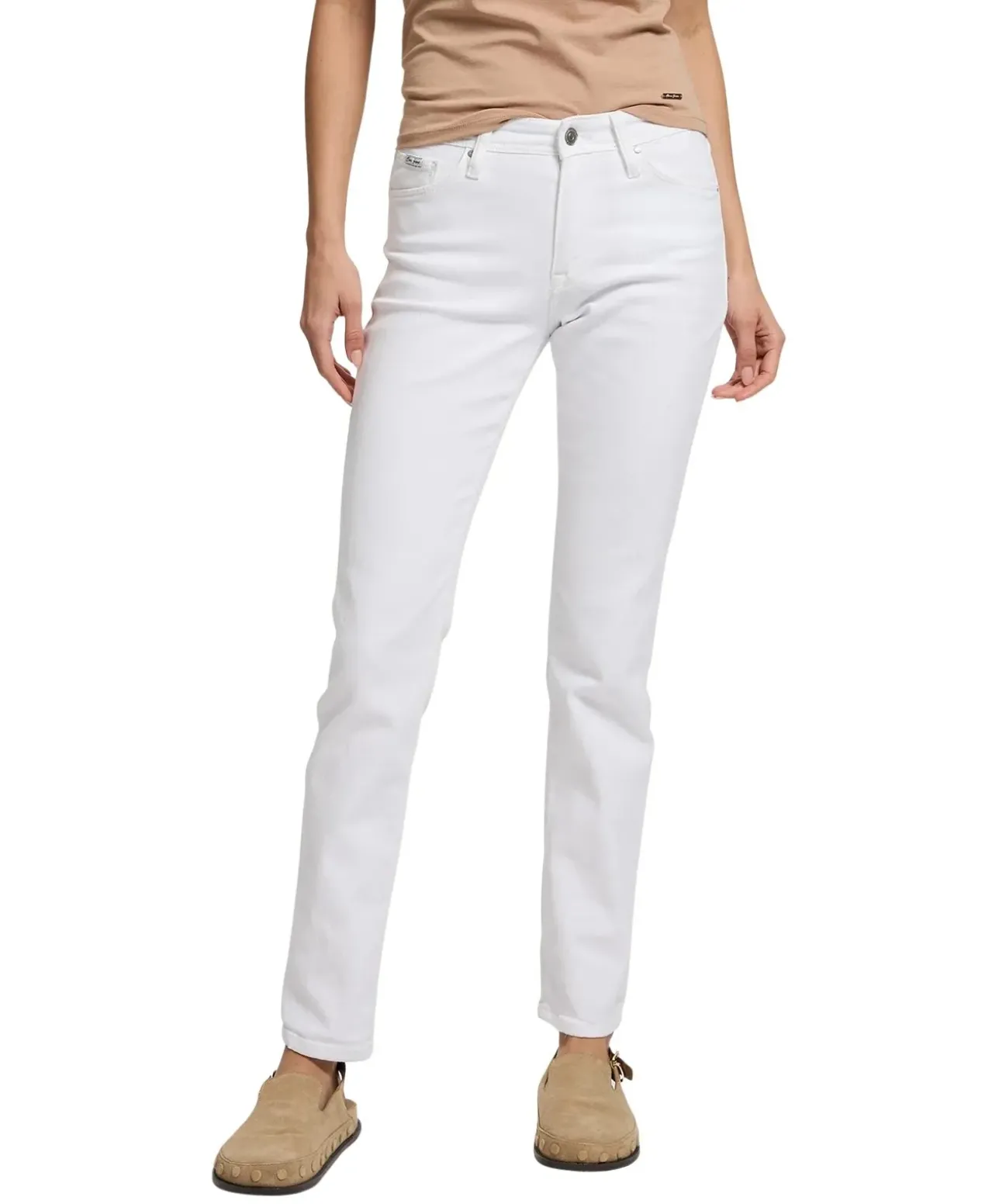 Cross Anya Jeans Slim Fit mit hohem Bund in Weiß