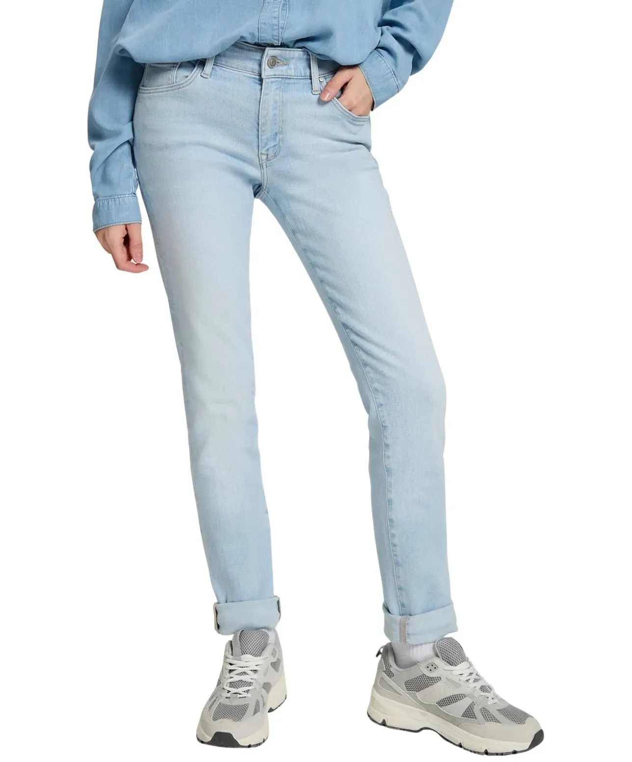 Cross Anya Jeans Slim Fit mit hohem Bund in Bleached-Optik