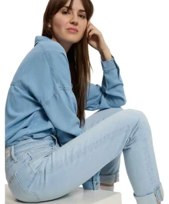 Cross Anya Jeans Slim Fit mit hohem Bund in Bleached-Optik