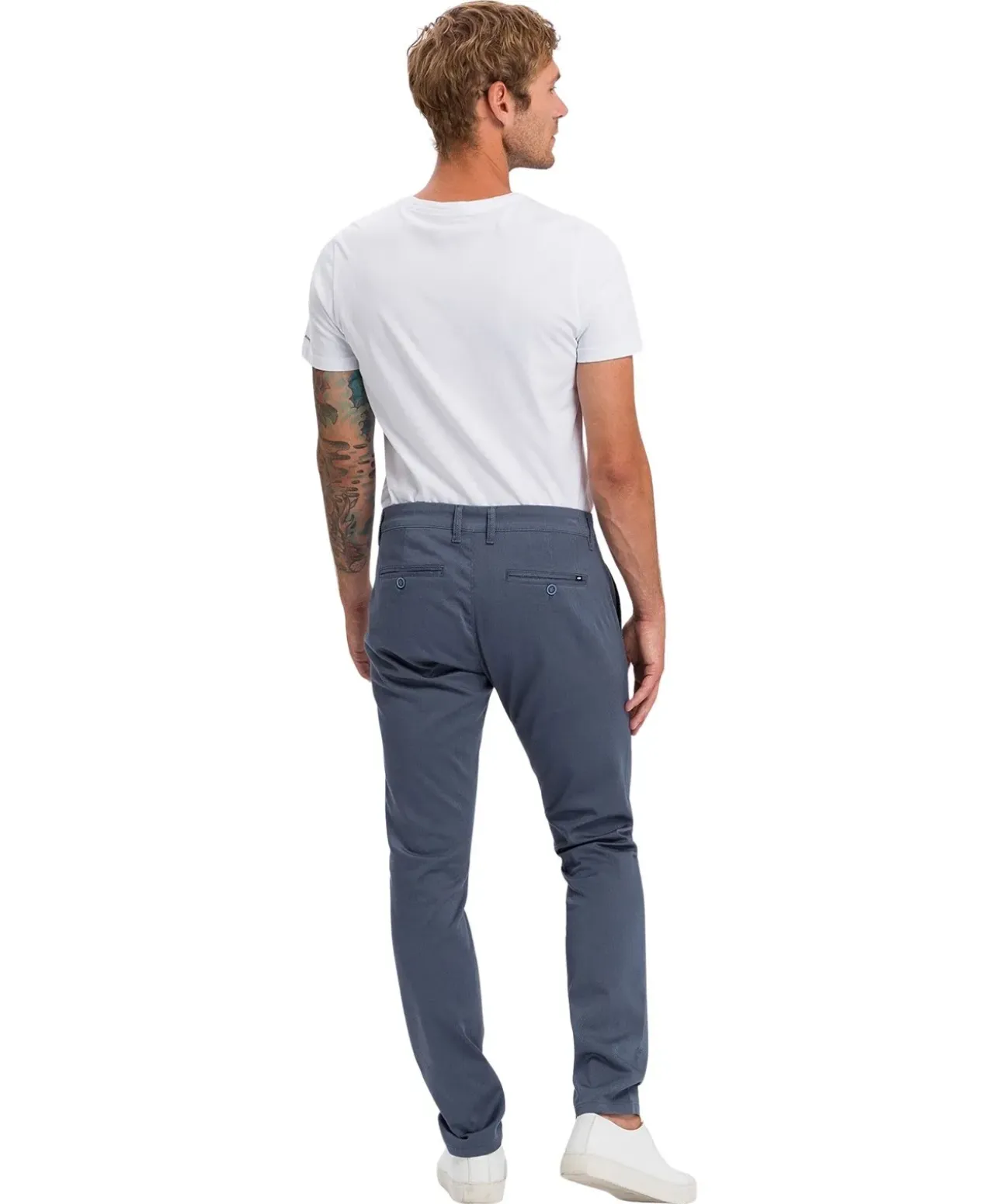 Cross Chino-Hose im Tapered Fit in blauer Struktur-Optik