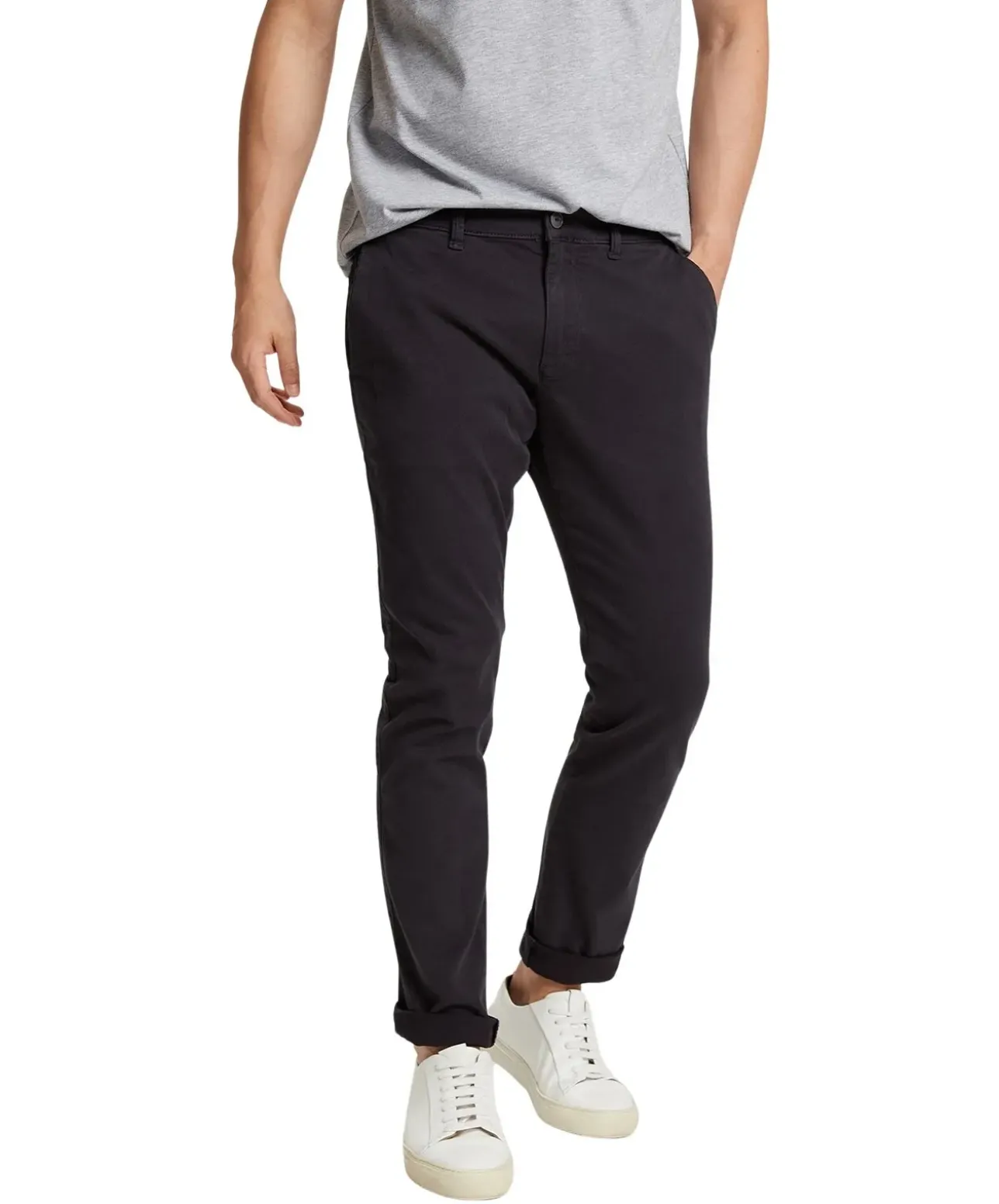 Cross Chino-Hose im Tapered Fit in Anthrazit-Färbung