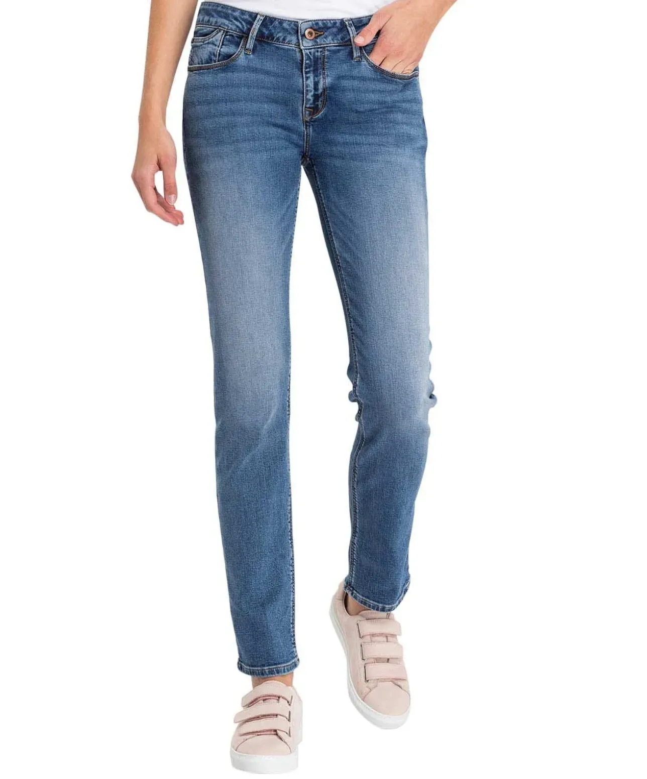 Cross Damen Jeans Regular Fit Rose in hellem Blue Used