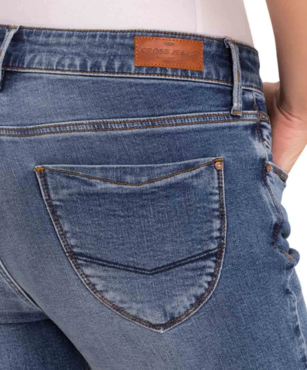 Cross Damen Jeans Regular Fit Rose in hellem Blue Used