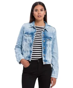 Cross Damen Jeansjacke in hellblauer Used-Denim Optik
