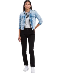 Cross Damen Jeansjacke in hellblauer Used-Denim Optik