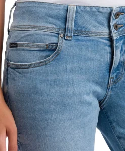 Cross Damen-Jeans Loie mit Doppelknopf in Hellblau