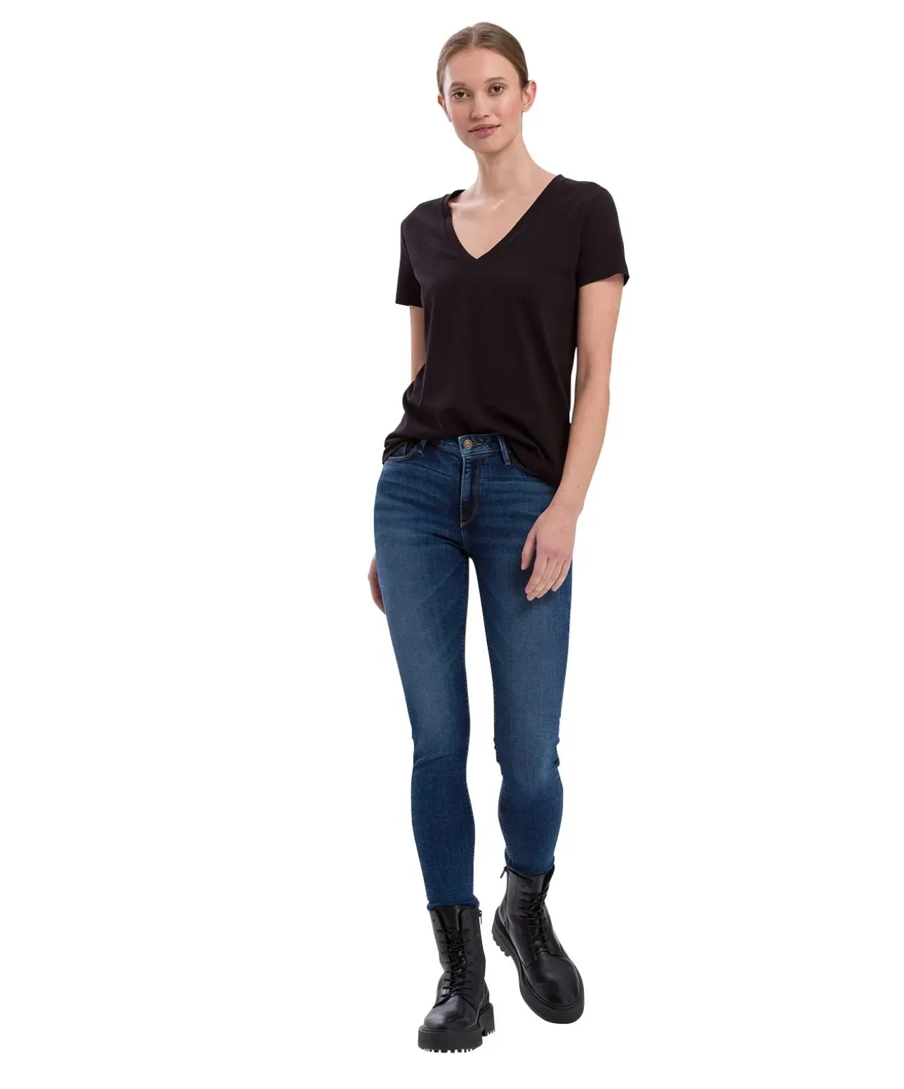 Cross Damen-Jeans Skinny Fit Alan in dunklem Ocean Blue