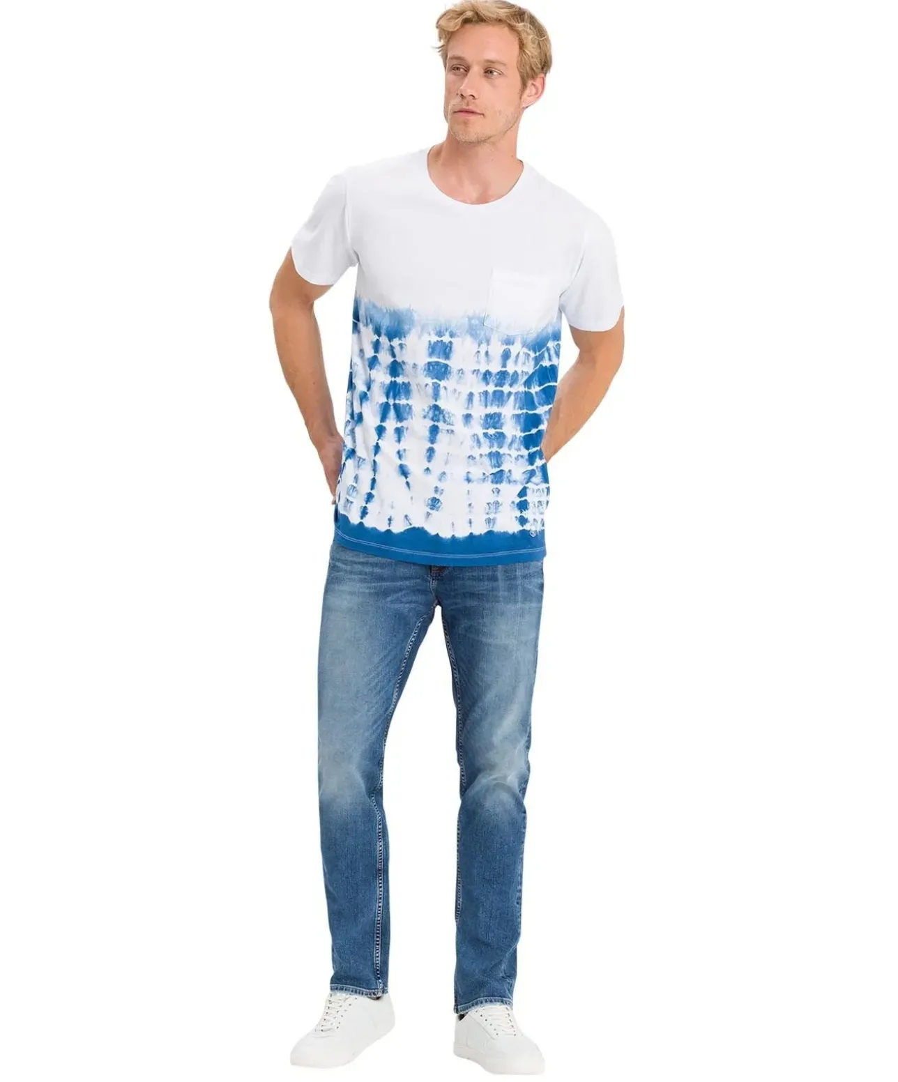 Cross Herren Jeans Slim Fit Damien in blue Used Optik
