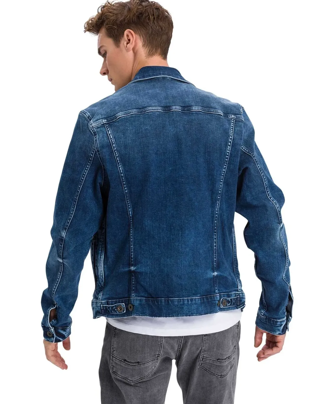 Cross Herren Jeansjacke Regular Fit in Mittelblau