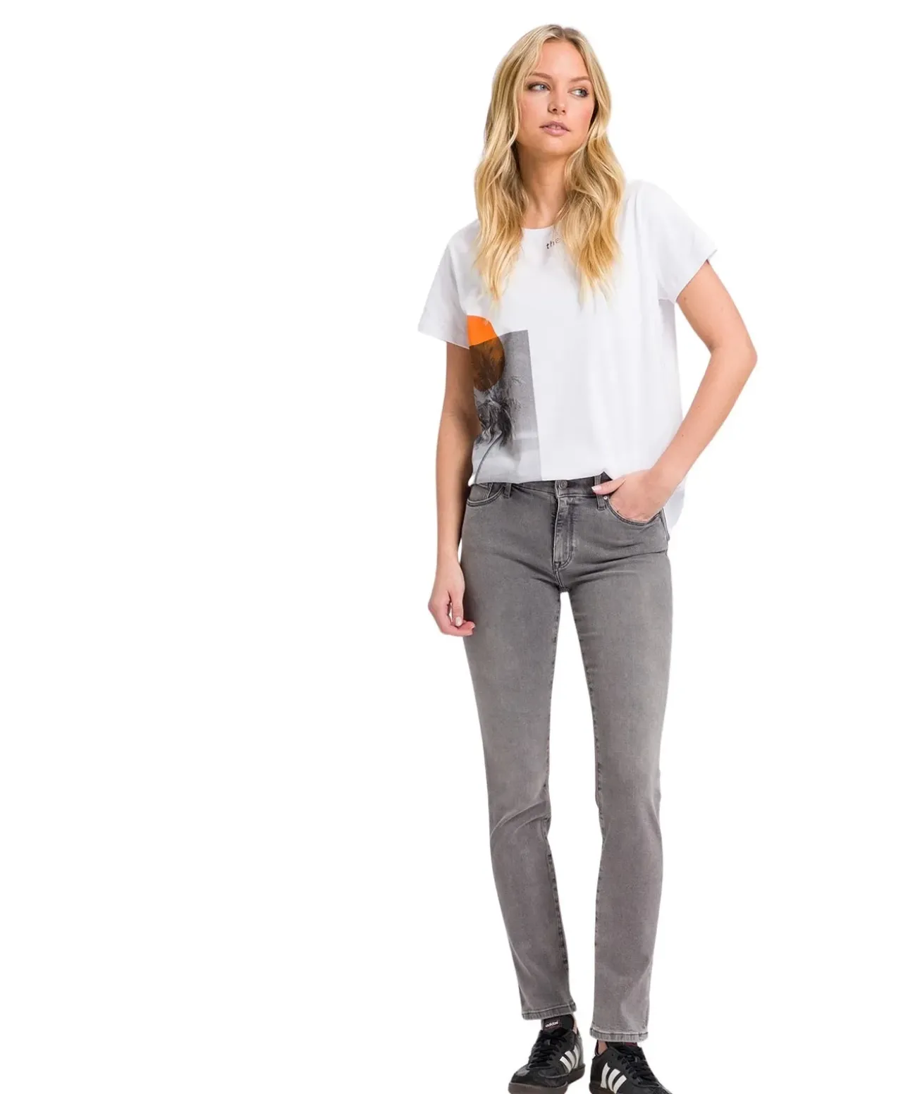 Cross Jeans Anya in Hellgrau mit hoher Taille