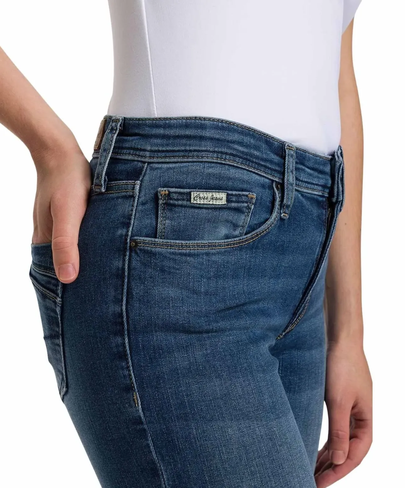 Cross Jeans Anya in Mittelblau mit hohem Bund