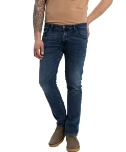 Cross Jeans Damien mit Slim Fit in blauem Used Look