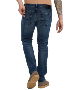 Cross Jeans Damien mit Slim Fit in blauem Used Look