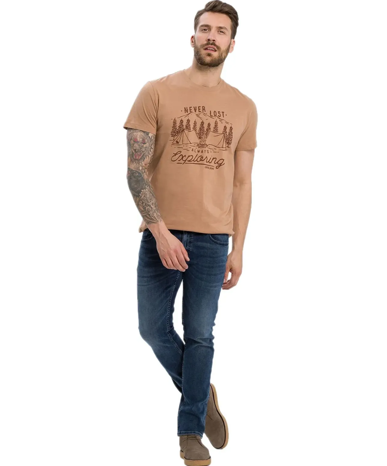 Cross Jeans Damien mit Slim Fit in blauem Used Look
