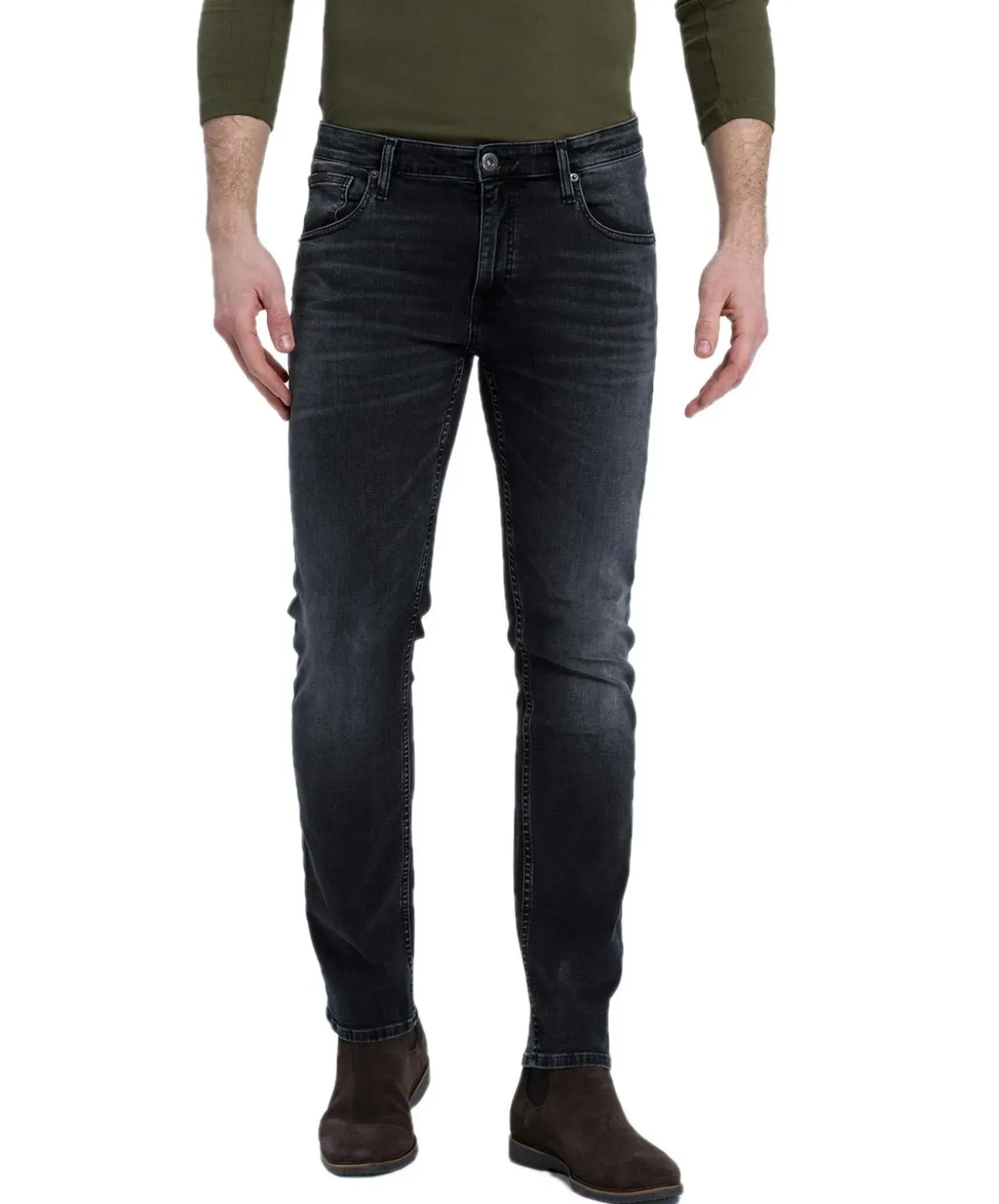 Cross Jeans Damien mit Slim Fit in Schwarzer Used-Optik