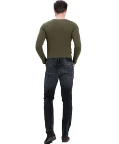 Cross Jeans Damien mit Slim Fit in Schwarzer Used-Optik