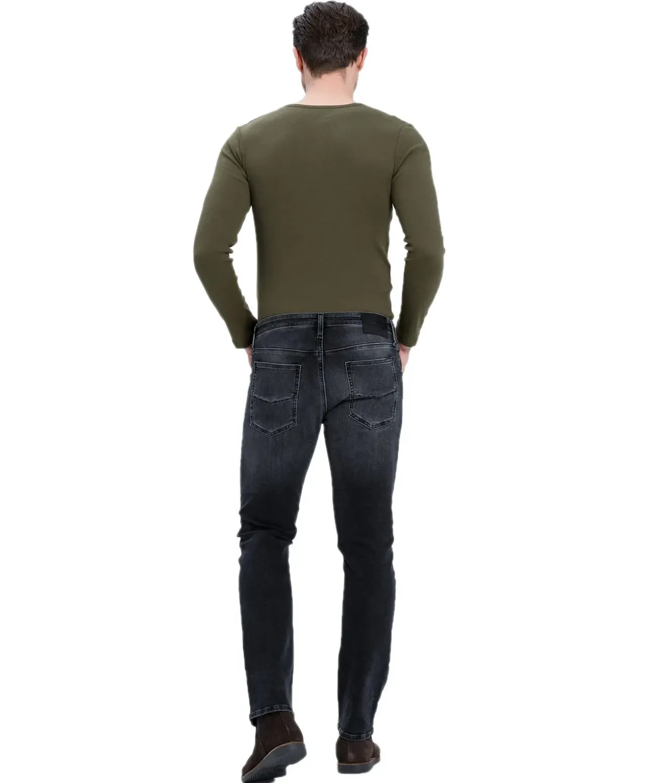 Cross Jeans Damien mit Slim Fit in Schwarzer Used-Optik