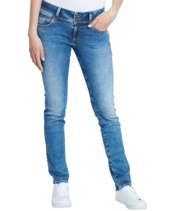 Cross Jeans Regular Fit Loie in blau mit Doppelknopf