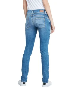 Cross Jeans Regular Fit Loie in blau mit Doppelknopf