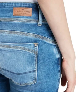 Cross Jeans Regular Fit Loie in blau mit Doppelknopf