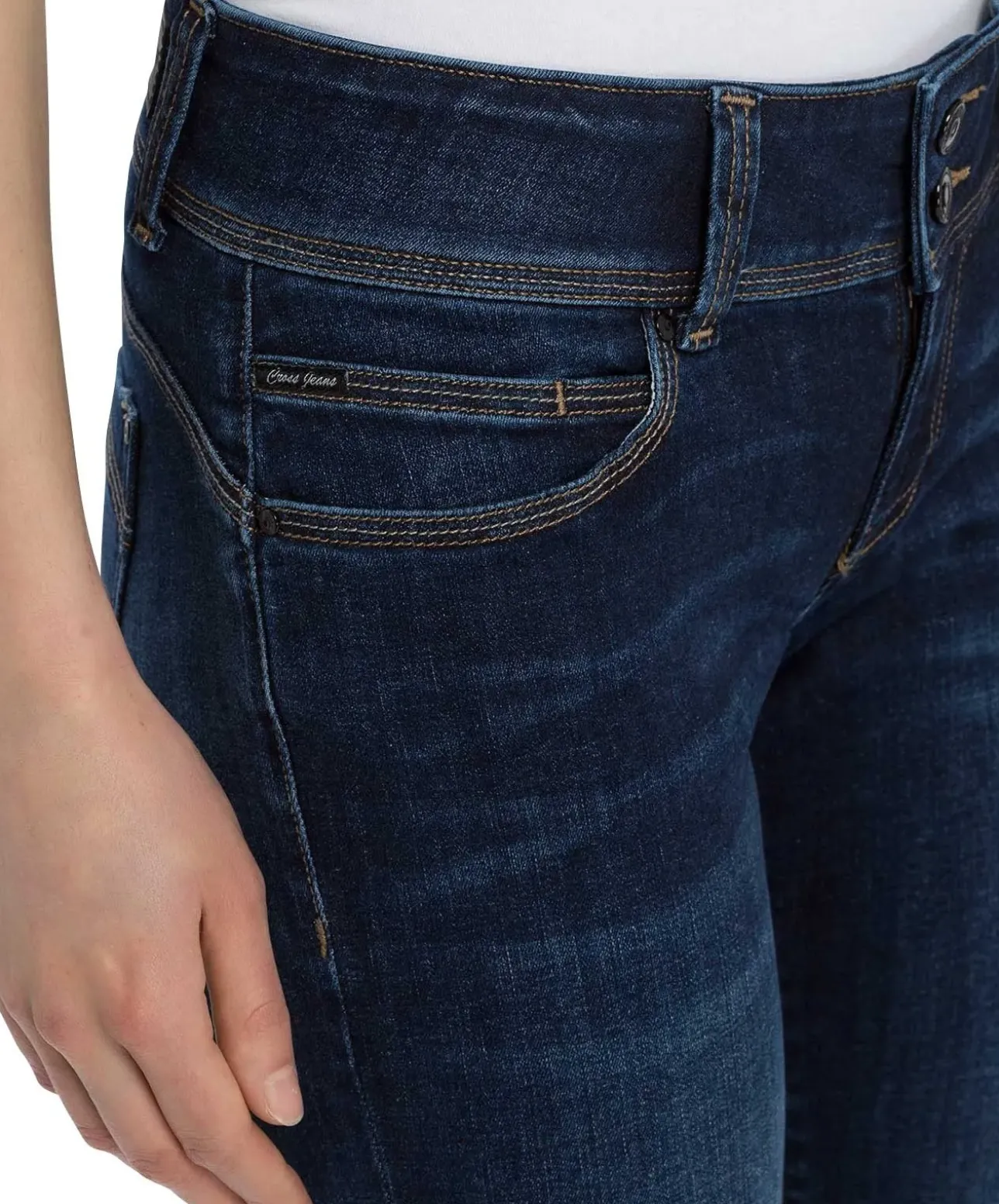 Cross Jeans Regular Fit Loie mit Doppelknopf in Dark Blue