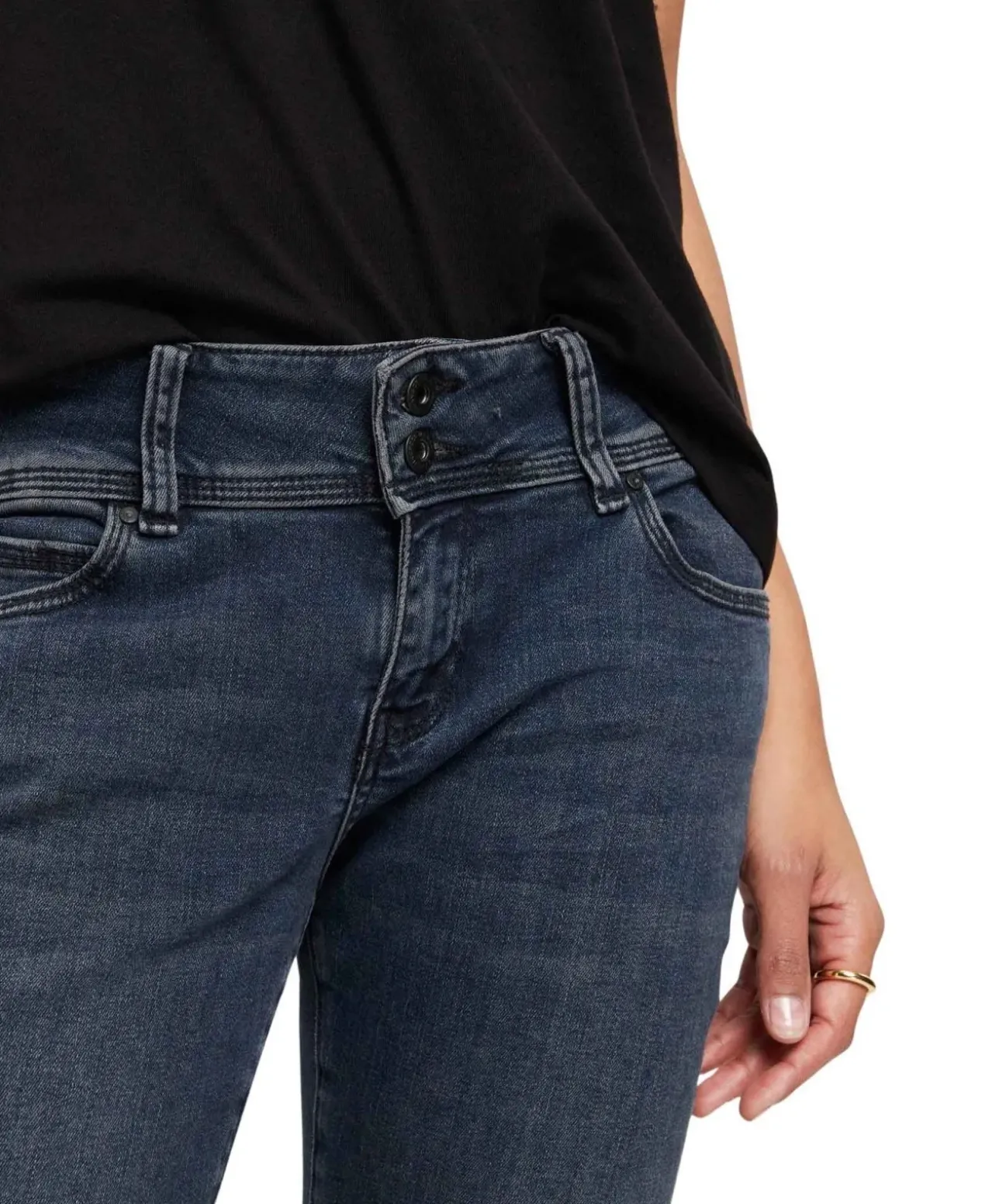 Cross Jeans Regular Fit Loie in Blue Black mit Doppelknopf