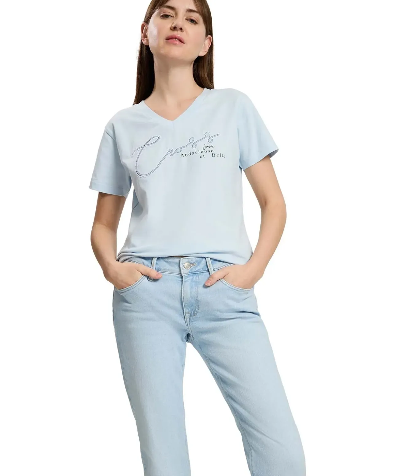 Cross Jeans Rose in Bleach-Waschung mit mittelhohem Bund