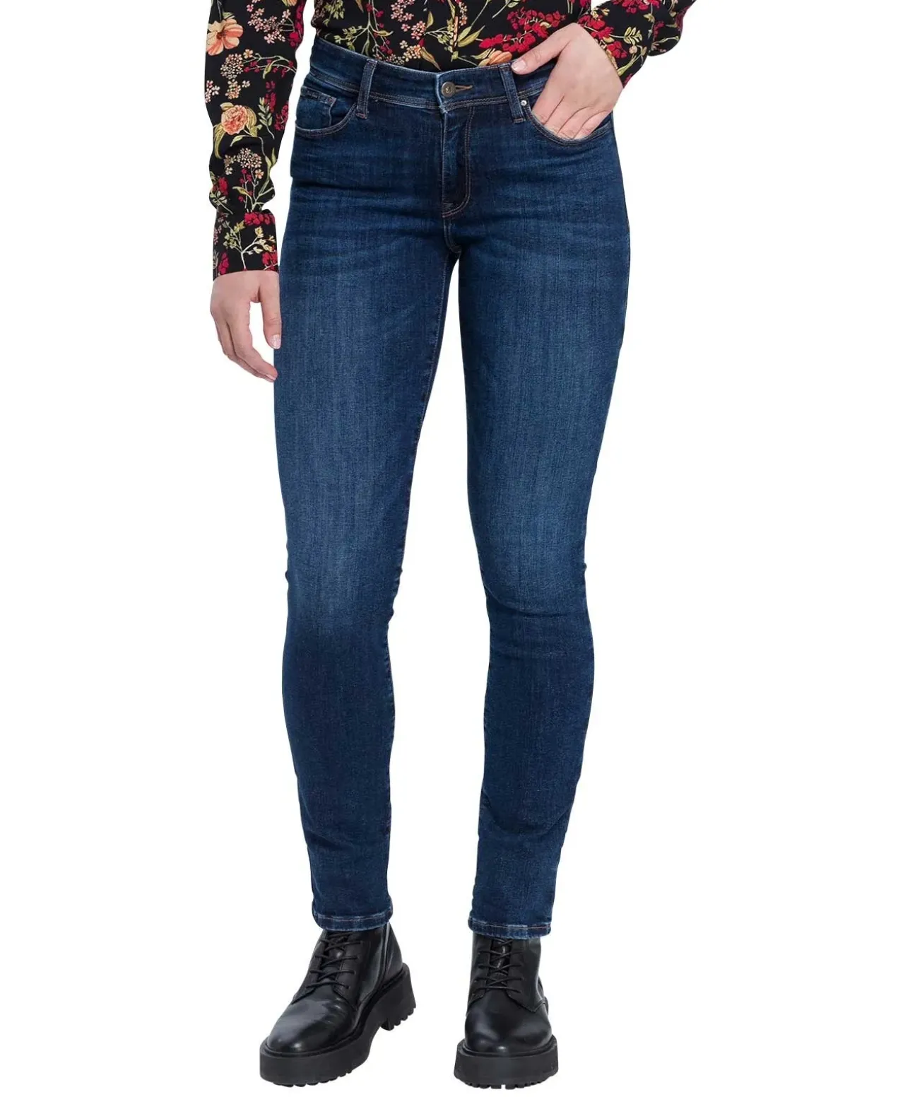 Cross Jeans Slim Fit Anya in mittelblaue mit High Waist
