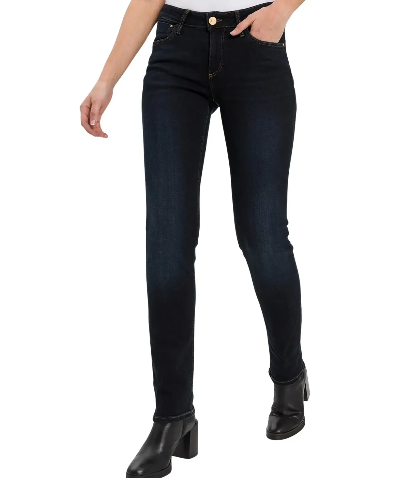 CROSS Jeans Straight Leg Rose in Blue Black Used