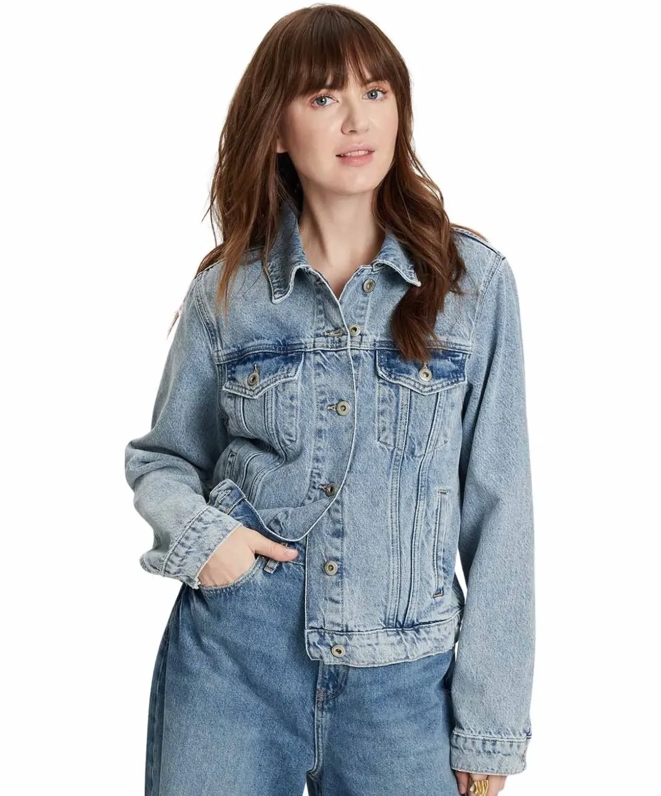 Cross Jeansjacke in Hellblau mit recycelter Baumwolle